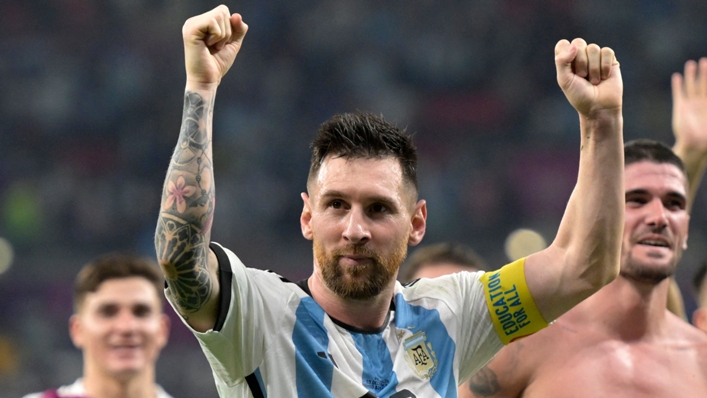 Lionel Messi celebrates Argentina's World Cup last-16 win against Australia
