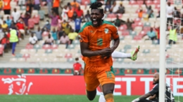 Ibrahim Sangare of Ivory Coast celebrates after scoring a goal during the Group E Africa Cup of Nations