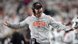 Bengals coach Zac Taylor reacts during his team's win