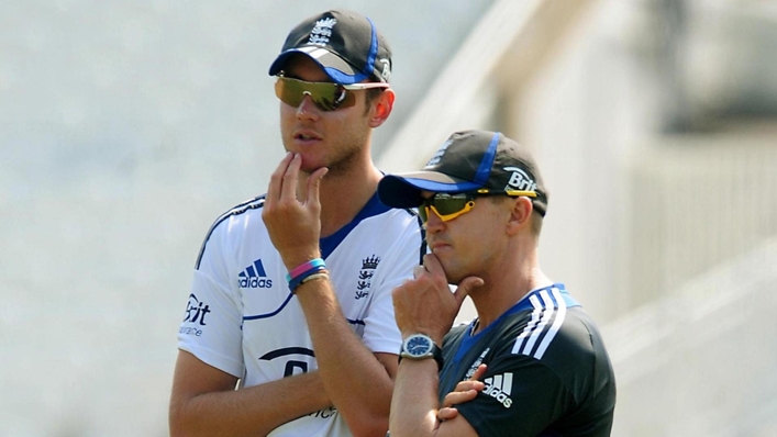 Stuart Broad (left) working with former England coach Andy Flower (right) in 2012 (Rui Vieira/PA)