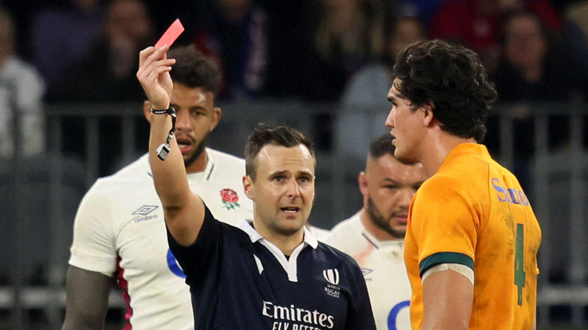 Darcy Swain was sent off against England