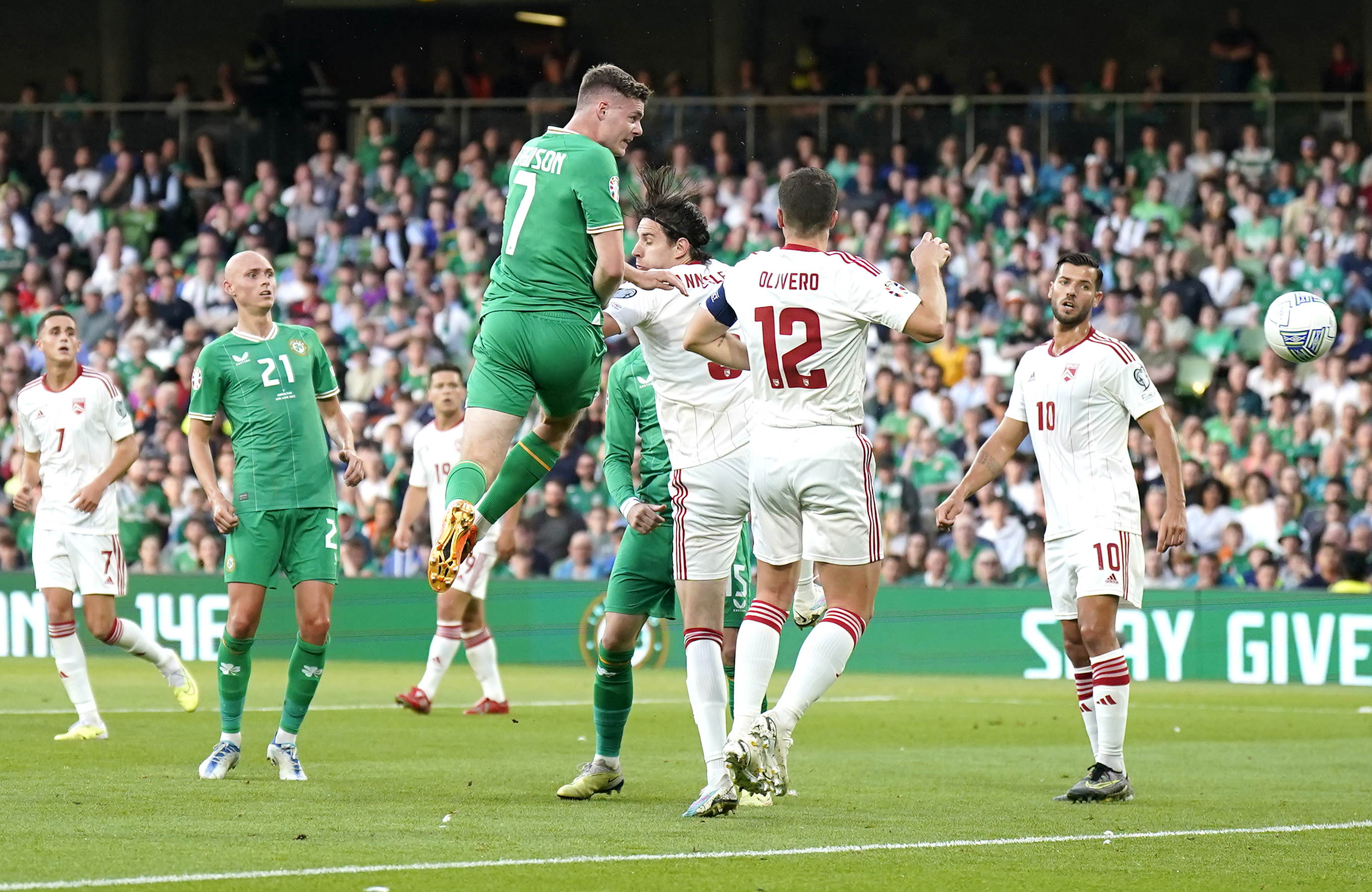 Evan Ferguson rises to score Ireland's second goal