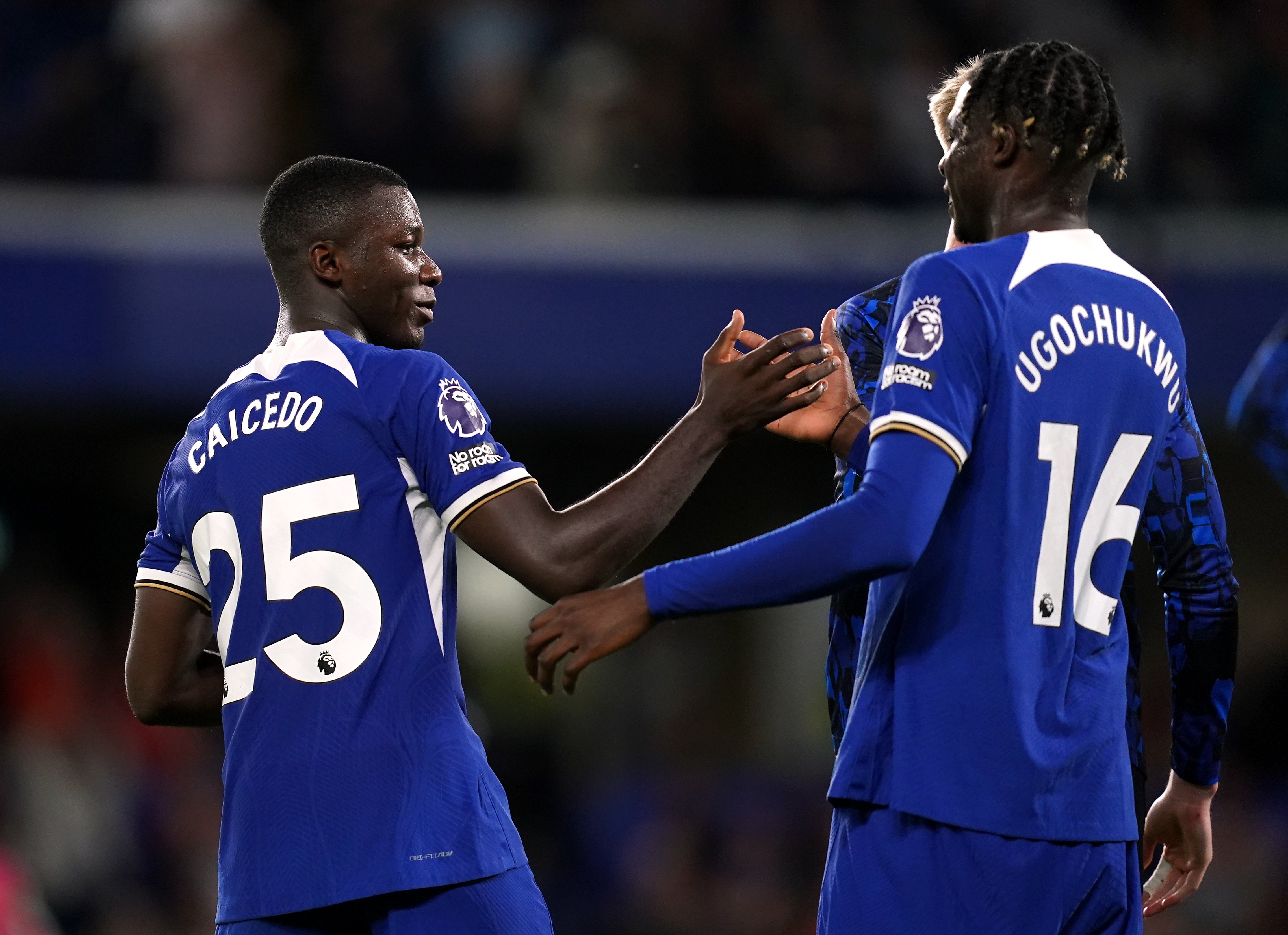 Chelsea's Moises Caicedo, left, and Lesley Ugochukwu