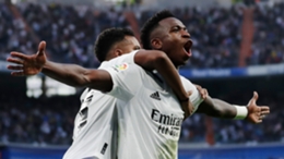 Vinicius Junior celebrates the opening goal, but Real Madrid were pegged back