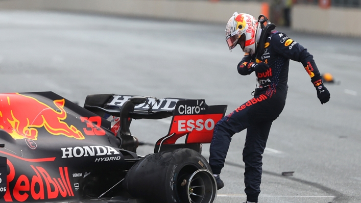 Max Verstappen was unhappy after crashing out of the British Grand Prix