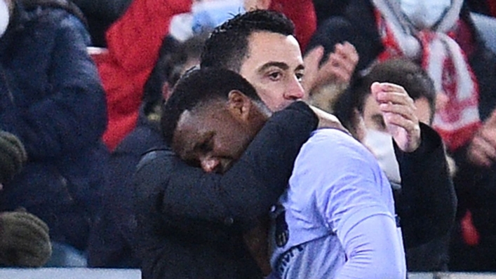 Ansu Fati is embraced by Barcelona boss Xavi after another injury blow