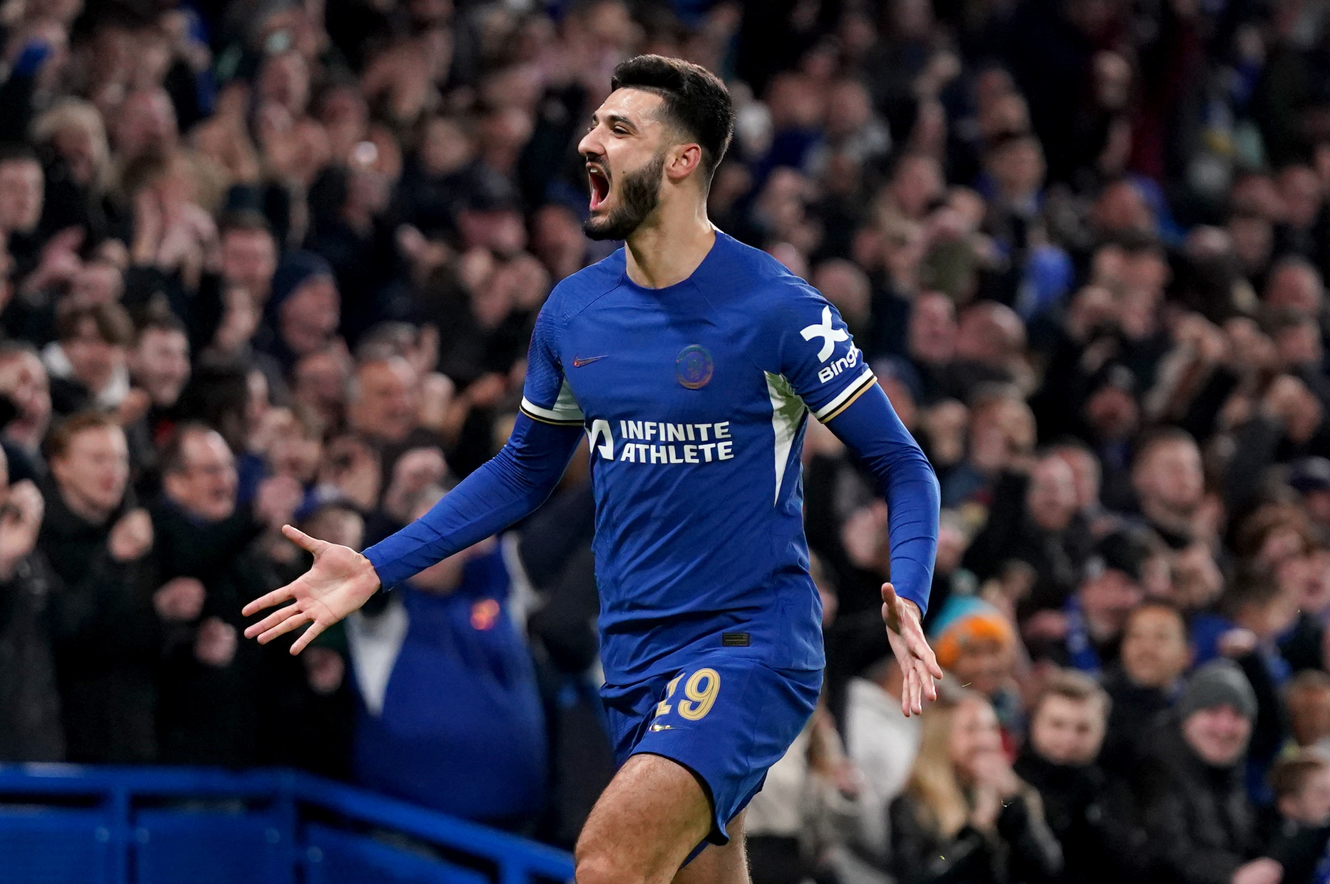 Chelsea’s Armando Broja celebrates scoring