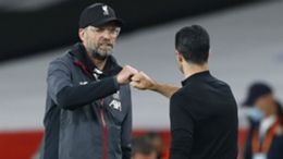 Jurgen Klopp (left) and Mikel Arteta (right) do battle in the big game of the weekend