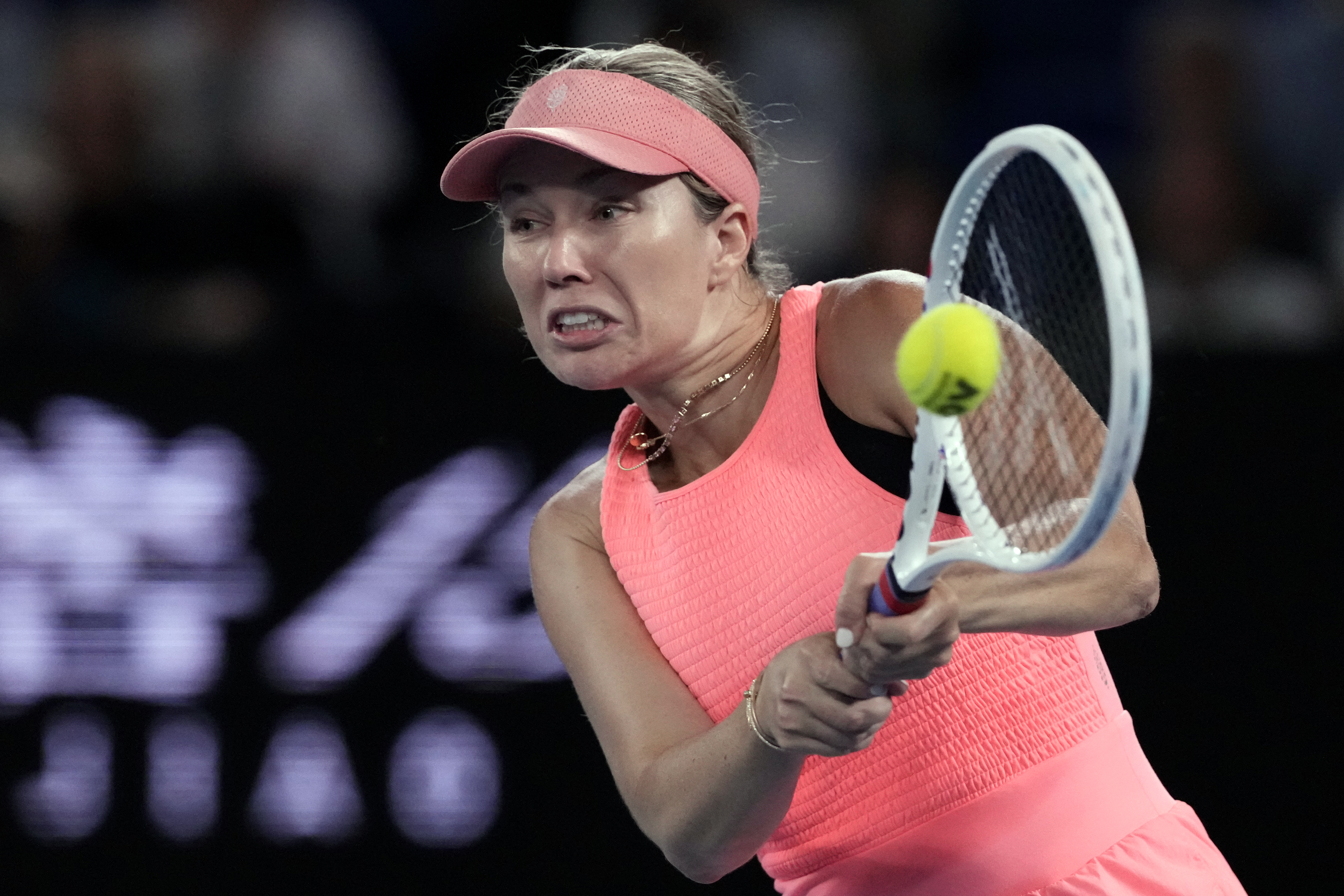 Danielle Collins hits a backhand
