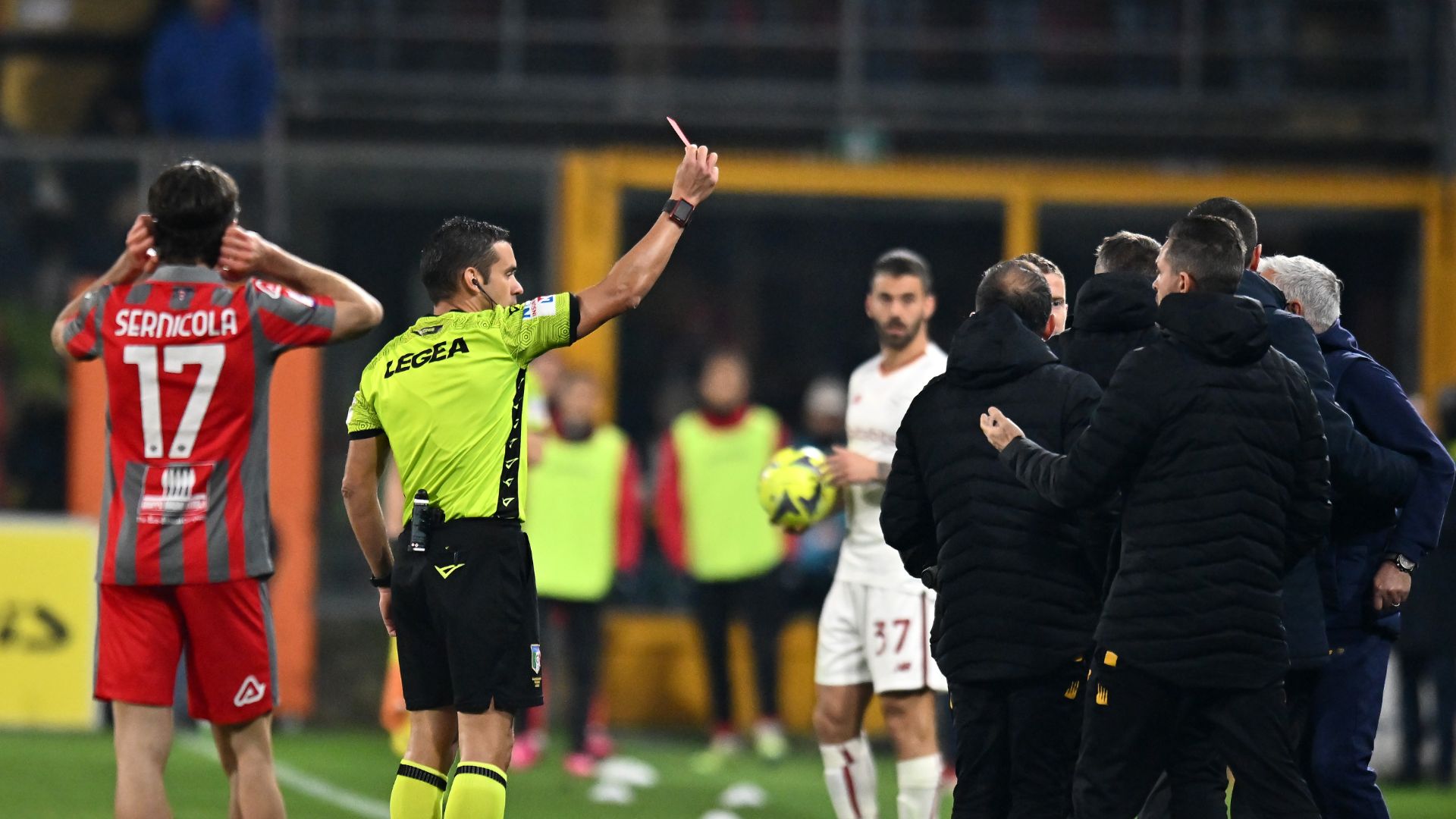 Jose Mourinho was sent off against Cremonese