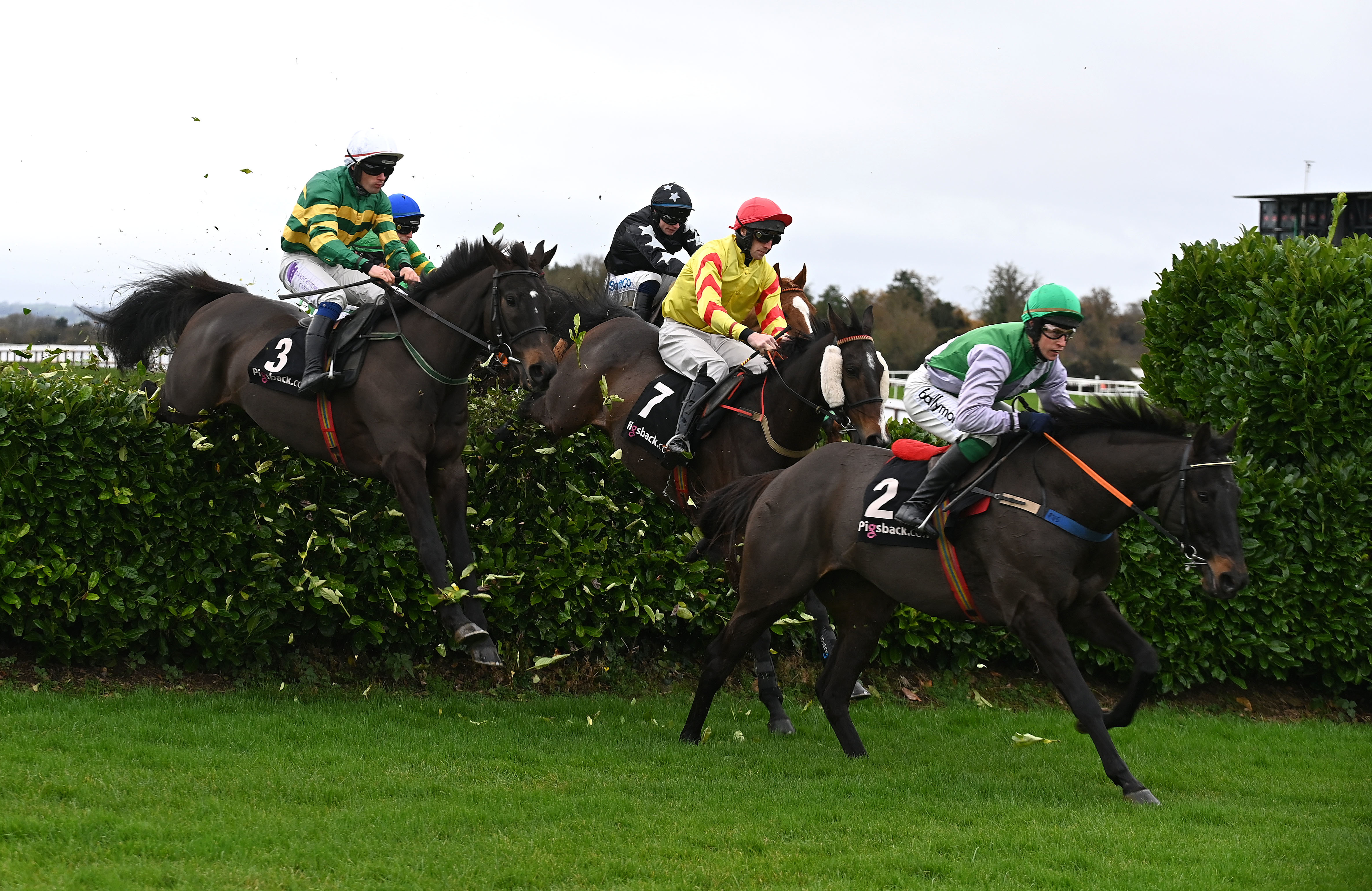 Birchdale and Simon Torrens (left) clear the Aintree Laurel at Punchestown
