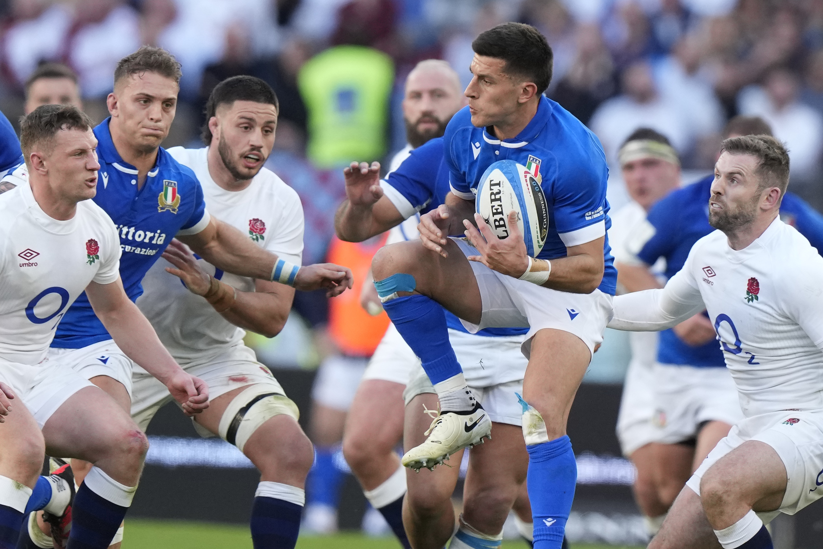 Italy’s Tommaso Allan takes a high ball in Rome