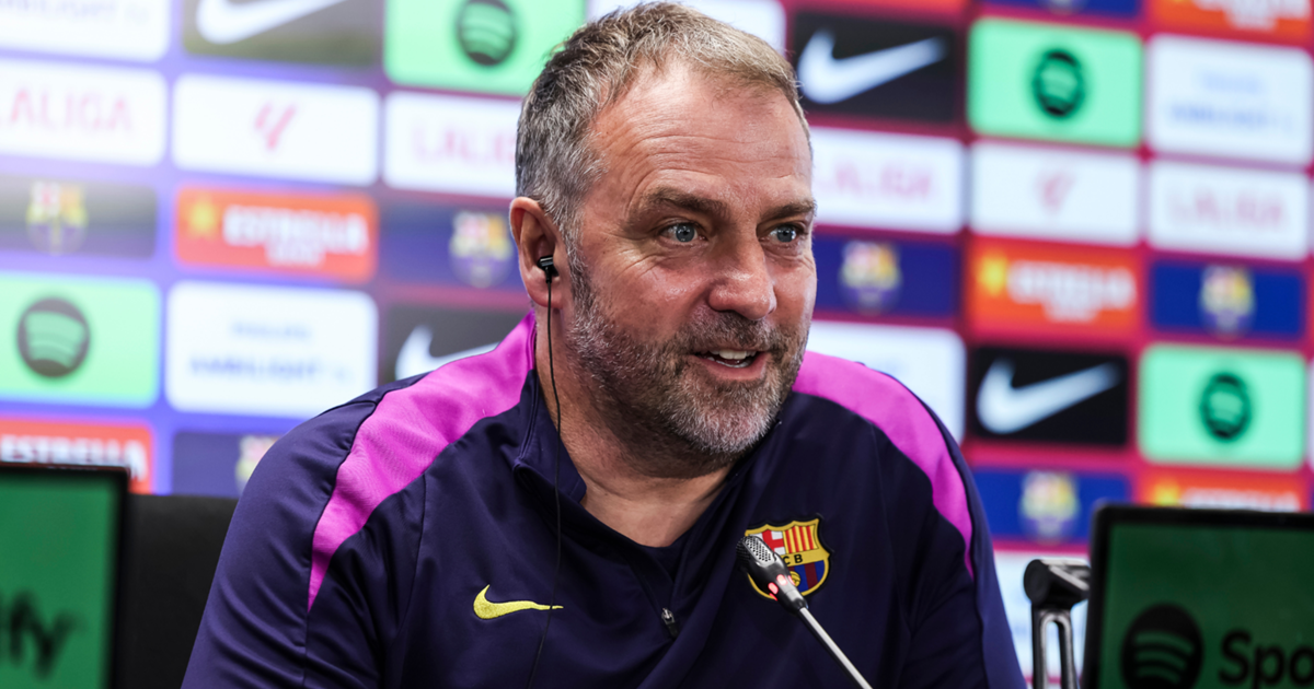 Hansi Flick, Barcelona manager, during a match