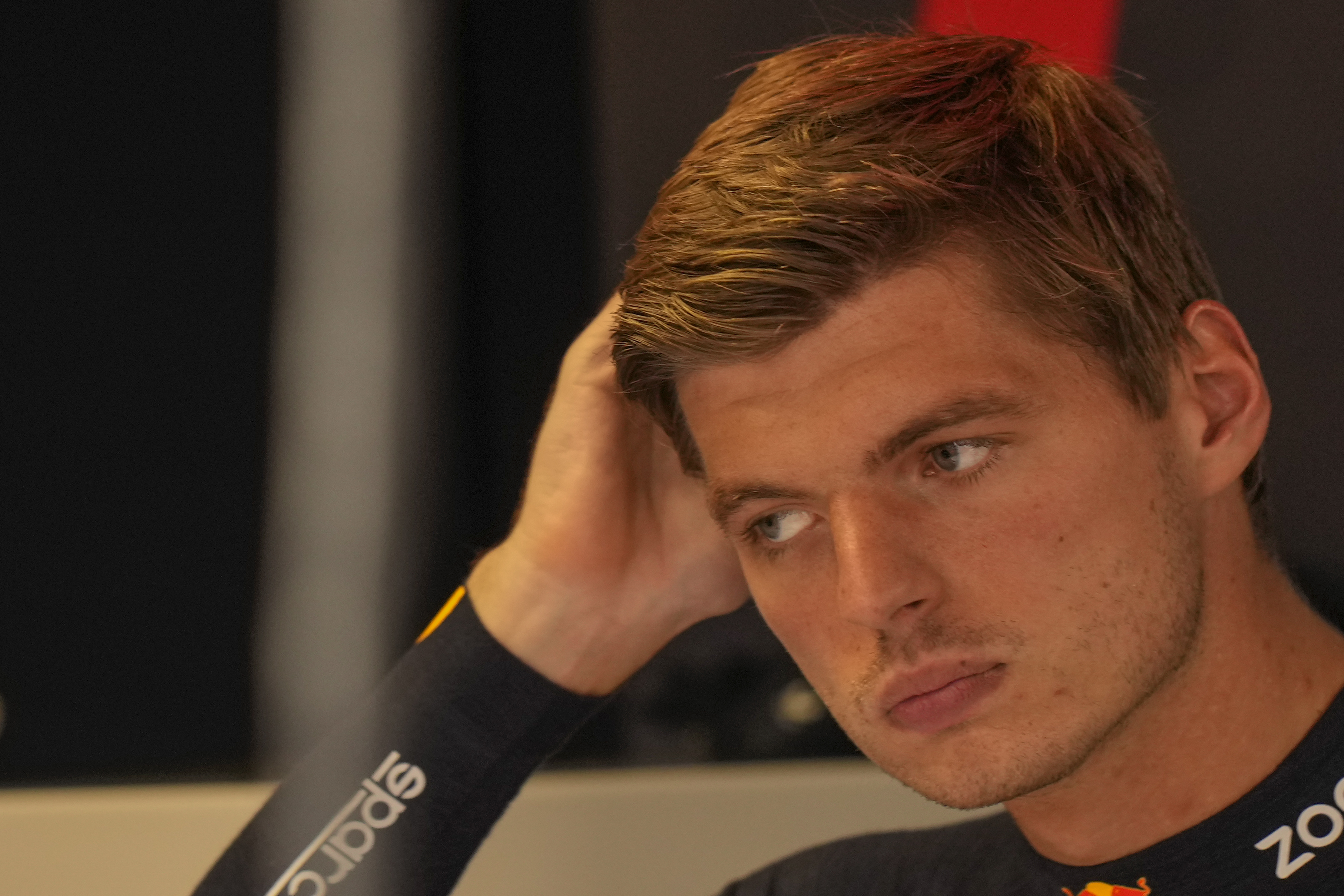 Max Verstappen in the Red Bull garage