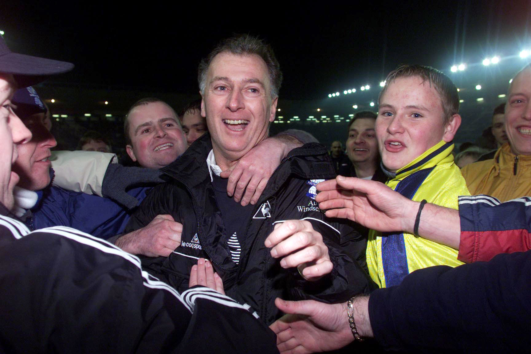 Francis was mobbed by fans after leading Birmingham to League Cup semi-final success against Ipswich in 2001 - they would go to lose to Liverpool in the final.