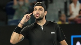 Matteo Berrettini reacts to the crowd after beating the fans' favourite Monfils
