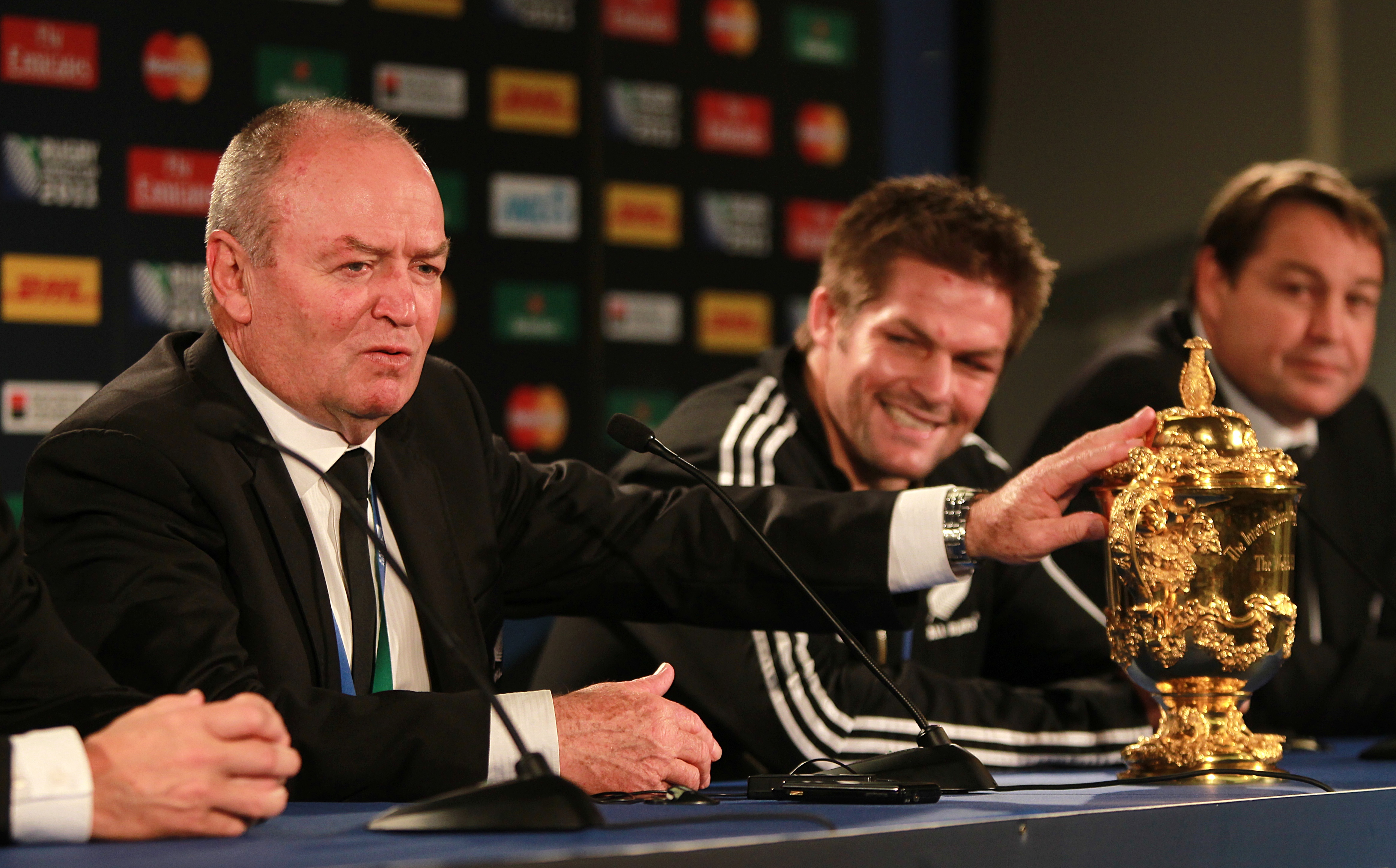 Graham Henry, left, guided New Zealand to their second Rugby World Cup win