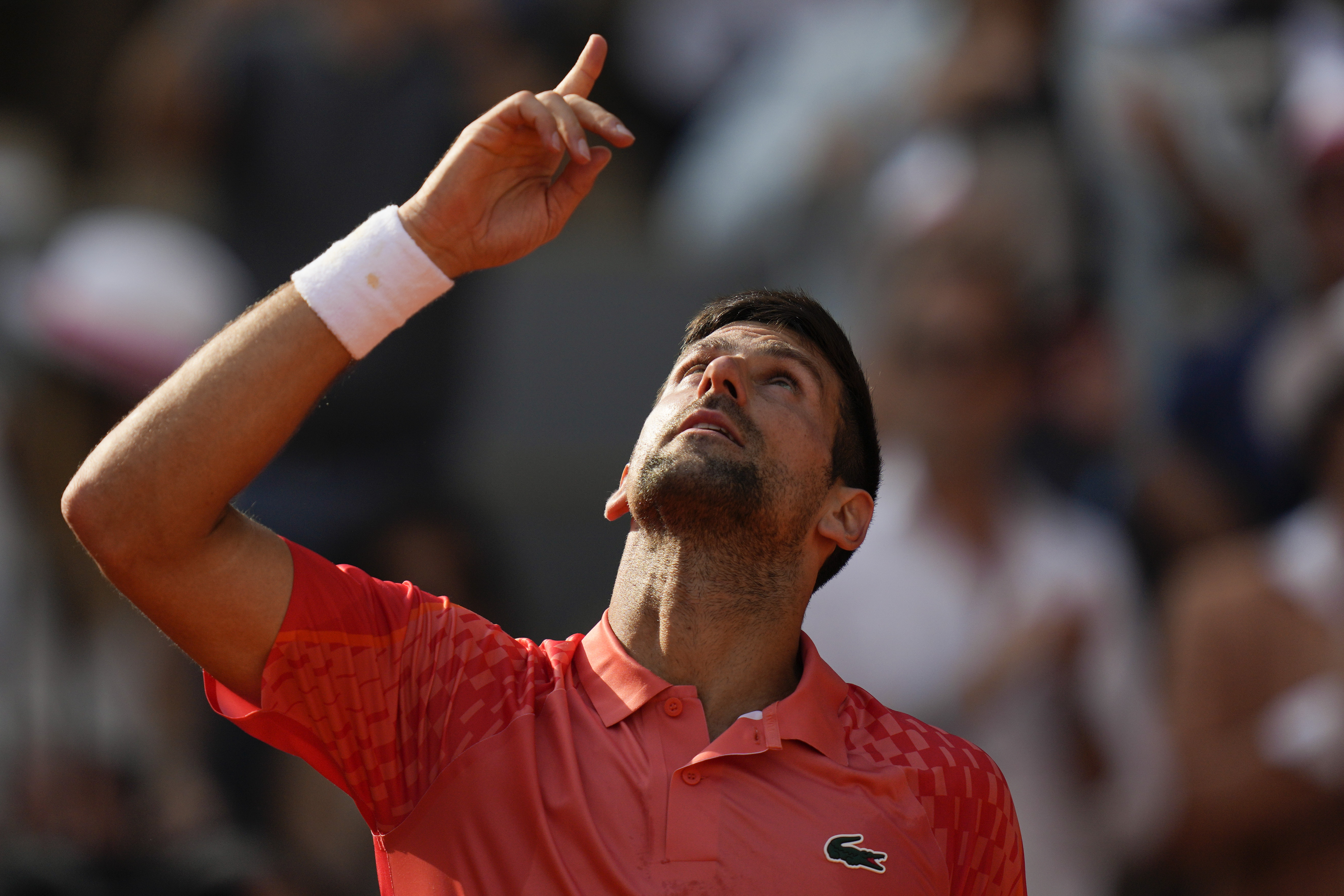 Novak Djokovic celebrates his semi-final win