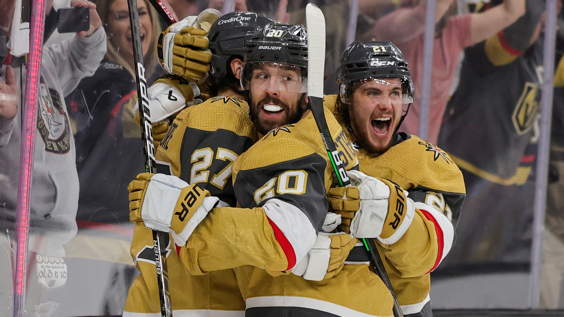 Chandler Stephenson celebrates for the Golden Knights