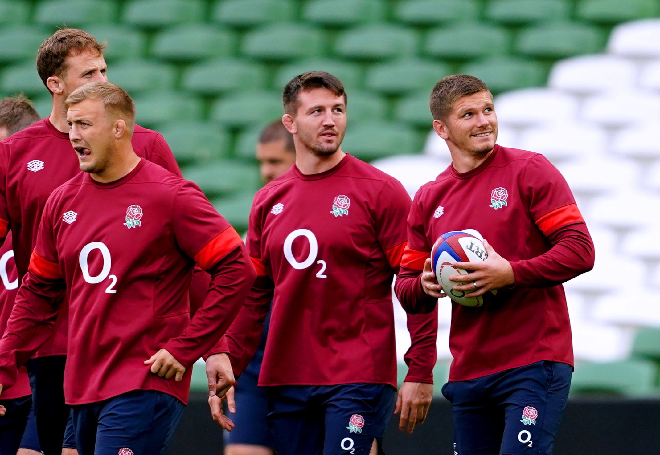 Curry, second right, has not played since the Gallagher Premiership final in May