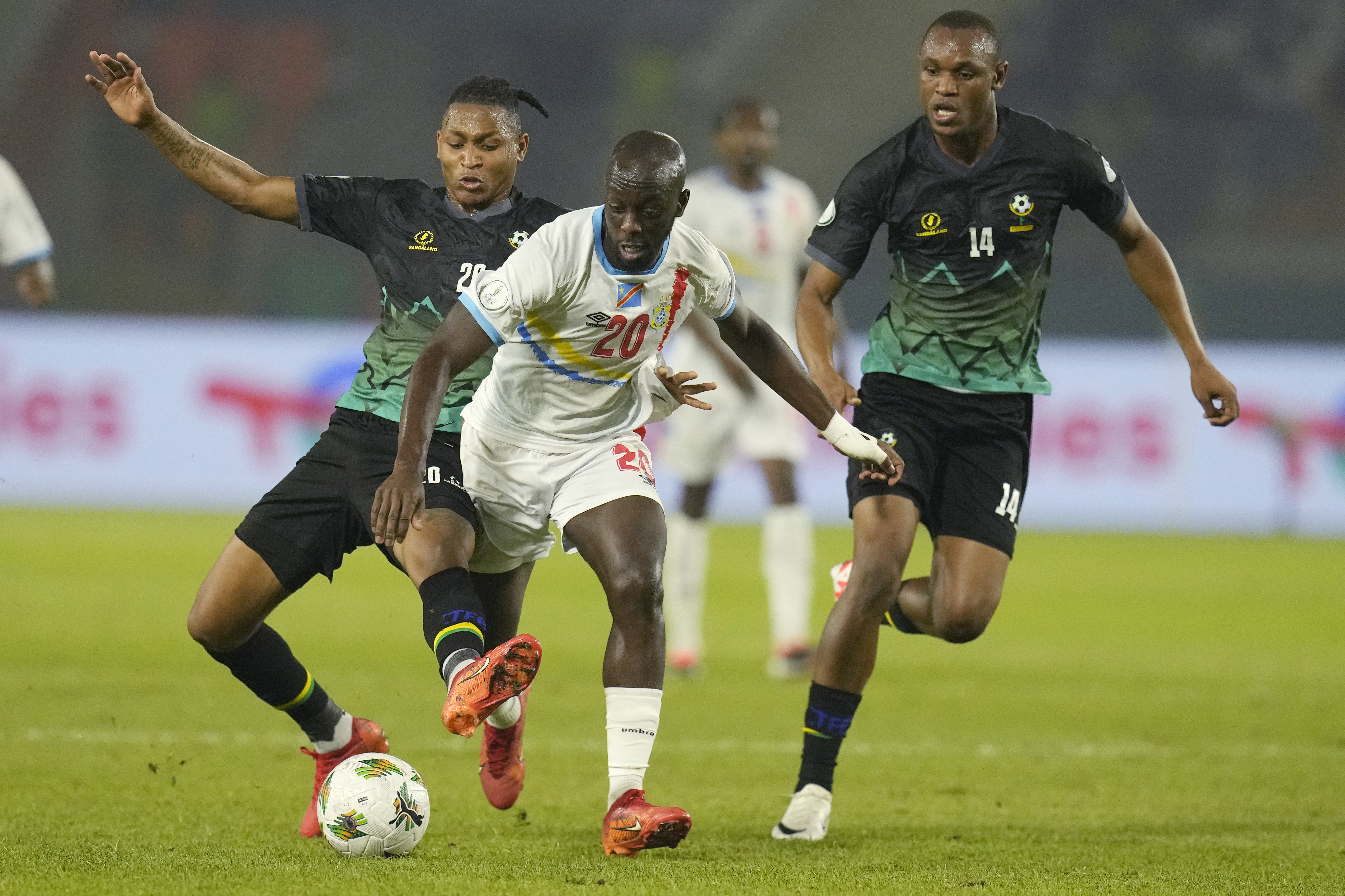 Yoane Wissa in action for DR Congo (Themba Hdebe/AP)