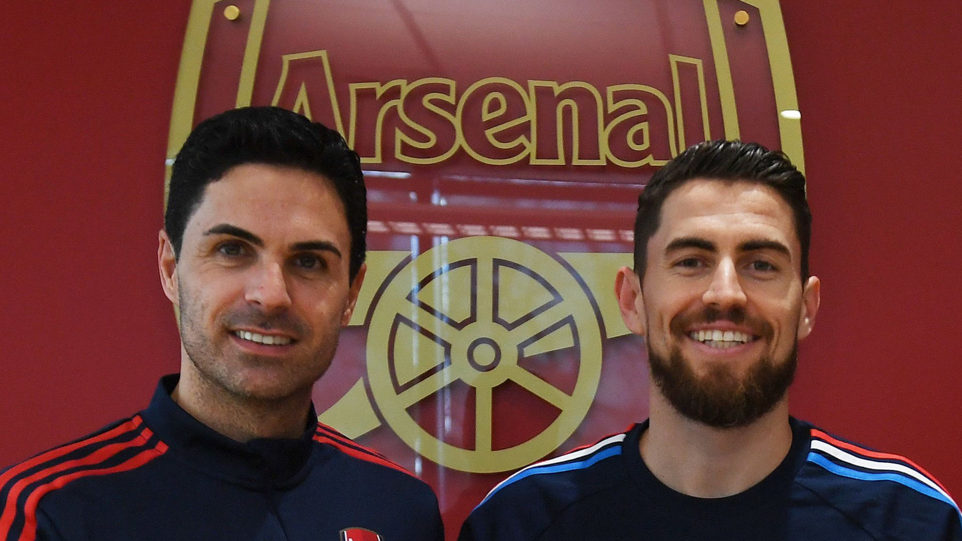 Jorginho (r) is looking forward to working under Mikel Arteta