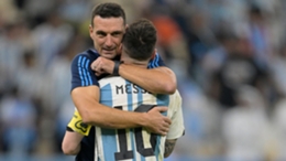 Lionel Scaloni and Lionel Messi embrace after winning the World Cup