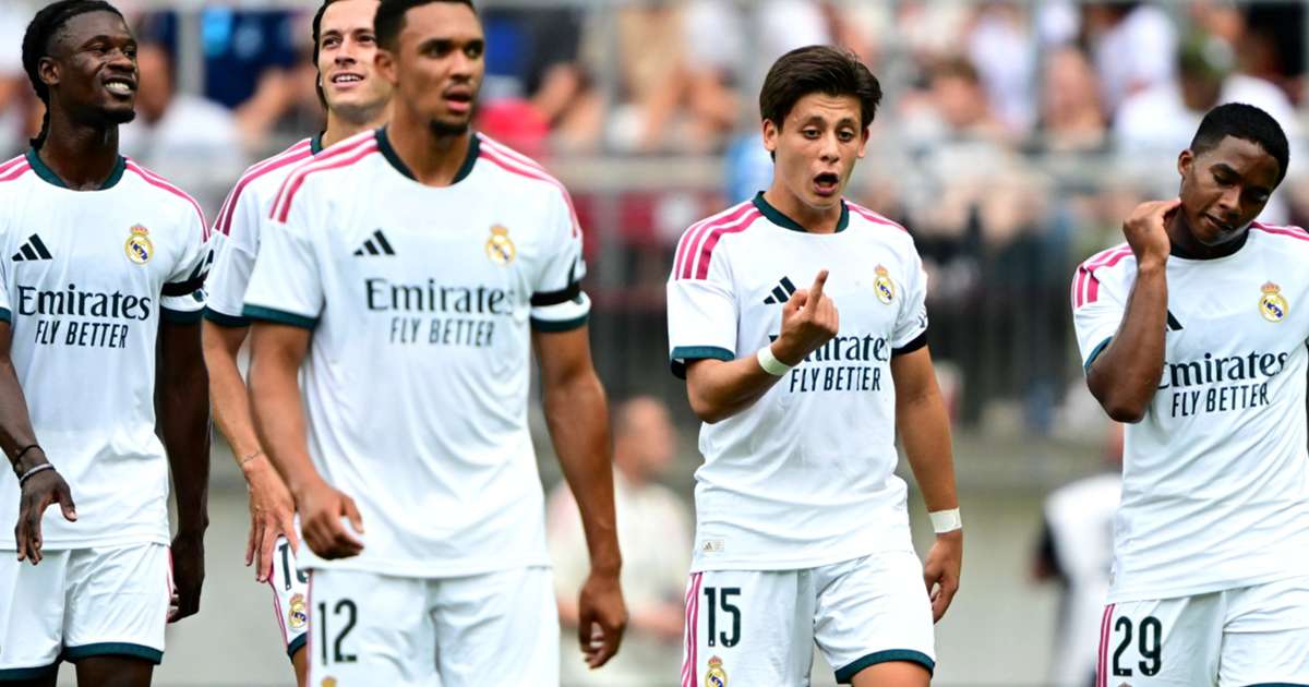 Real Madrid players in action during pre-season match