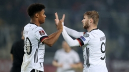 Timo Werner celebrates after scoring his second goal against North Macedonia