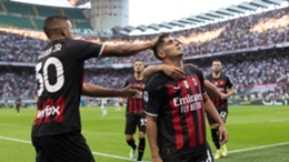 Brahim Diaz celebrates scoring for Milan against Udinese