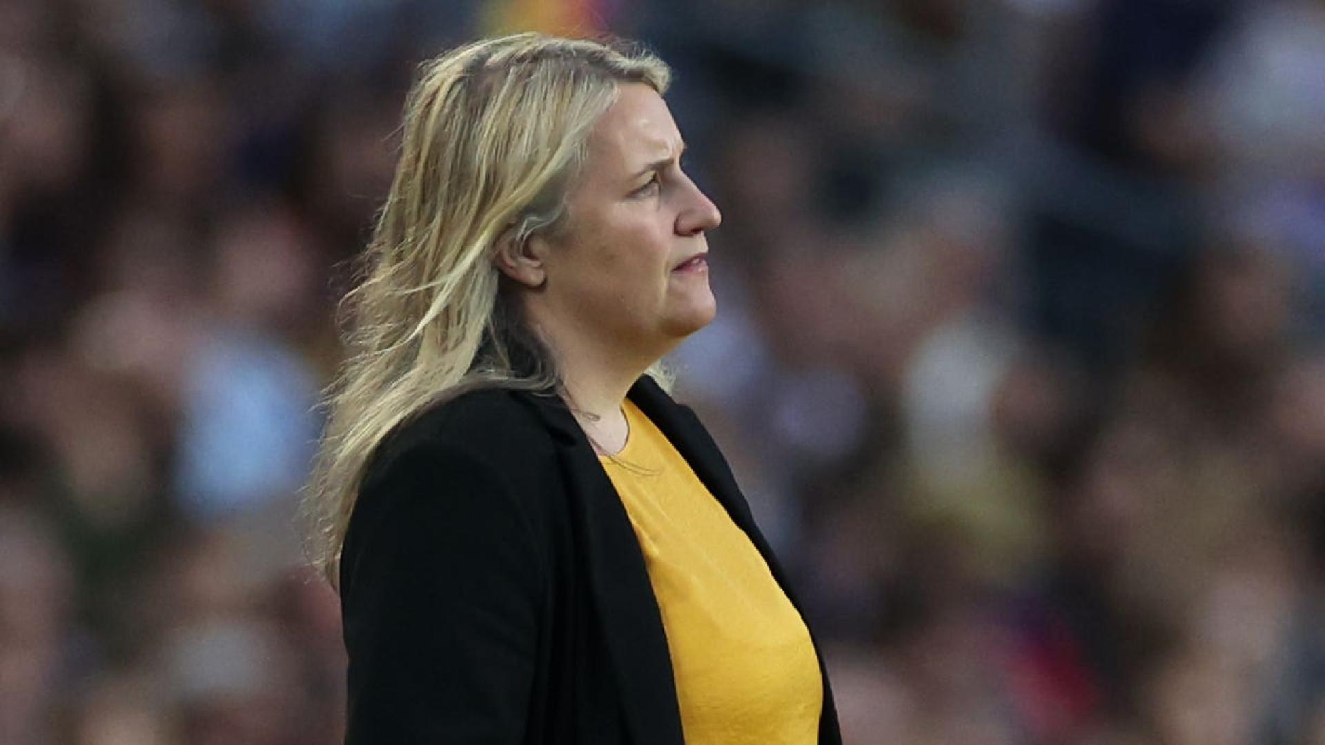 Emma Hayes’ Chelsea drew 1-1 at the Nou Camp (Isabel Infantes/PA)