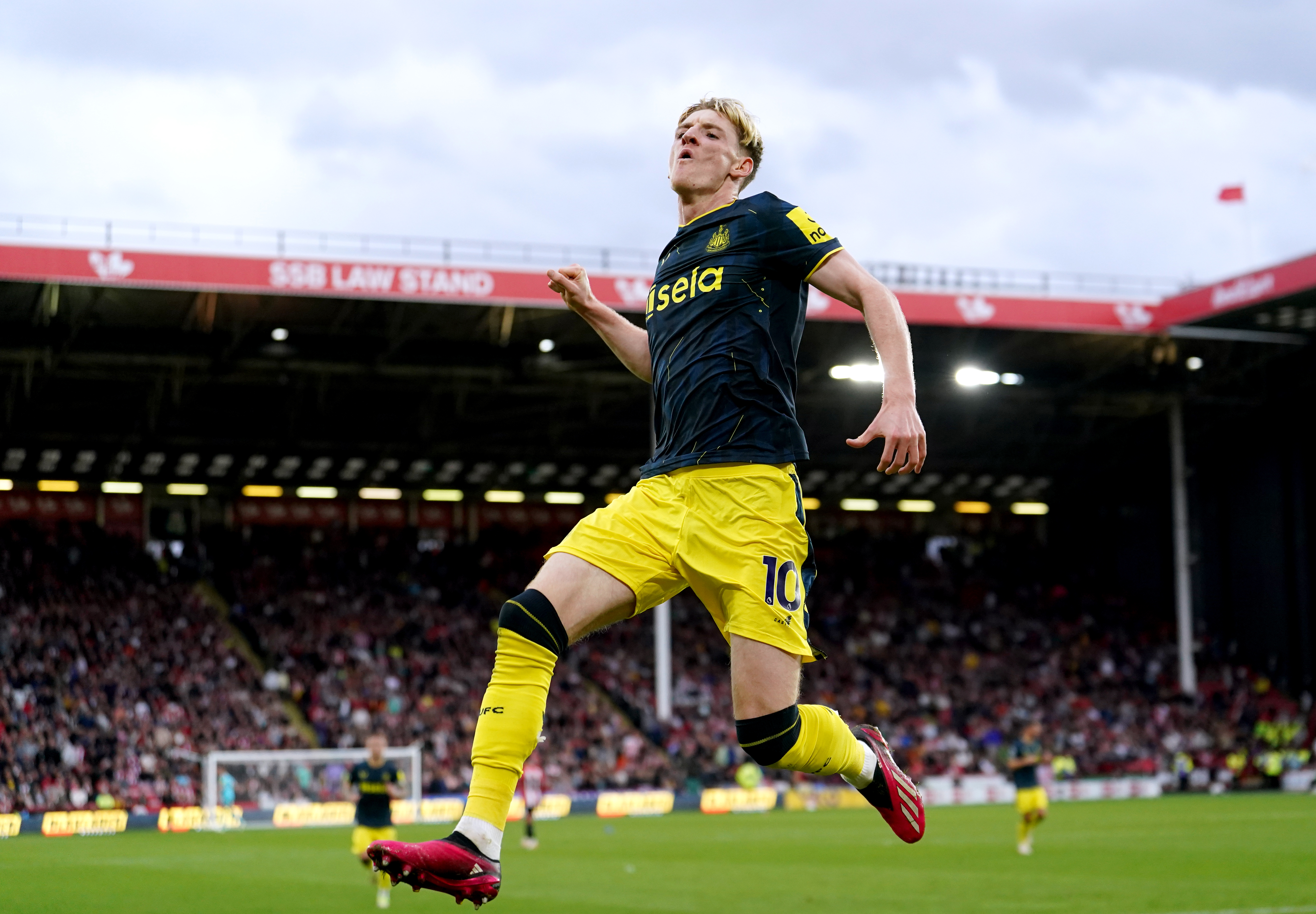 Anthony Gordon celebrates his goal
