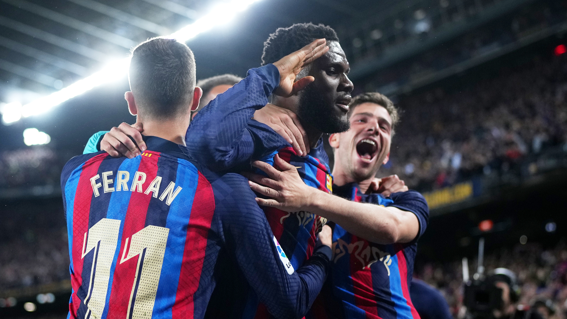 Franck Kessie celebrates a priceless last-gasp winner against Real Madrid in Sunday's Clasico