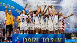 The United States lift the Women's World Cup trophy following their 2019 final win over the Netherlands
