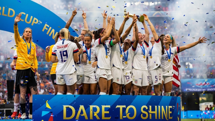 The United States lift the Women's World Cup trophy following their 2019 final win over the Netherlands