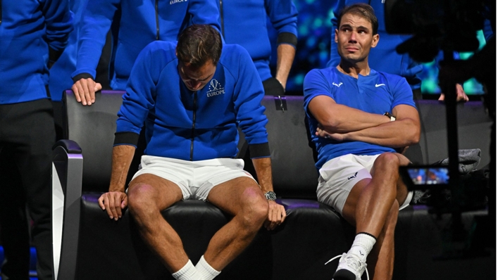 Rafael Nadal was in tears after partnering Roger Federer for his final match