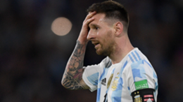 Argentina's Lionel Messi gestures during the South American qualification football match for the World Cup