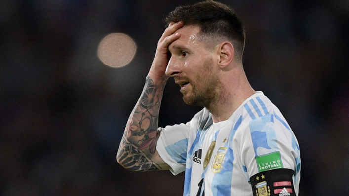Argentina's Lionel Messi gestures during the South American qualification football match for the World Cup