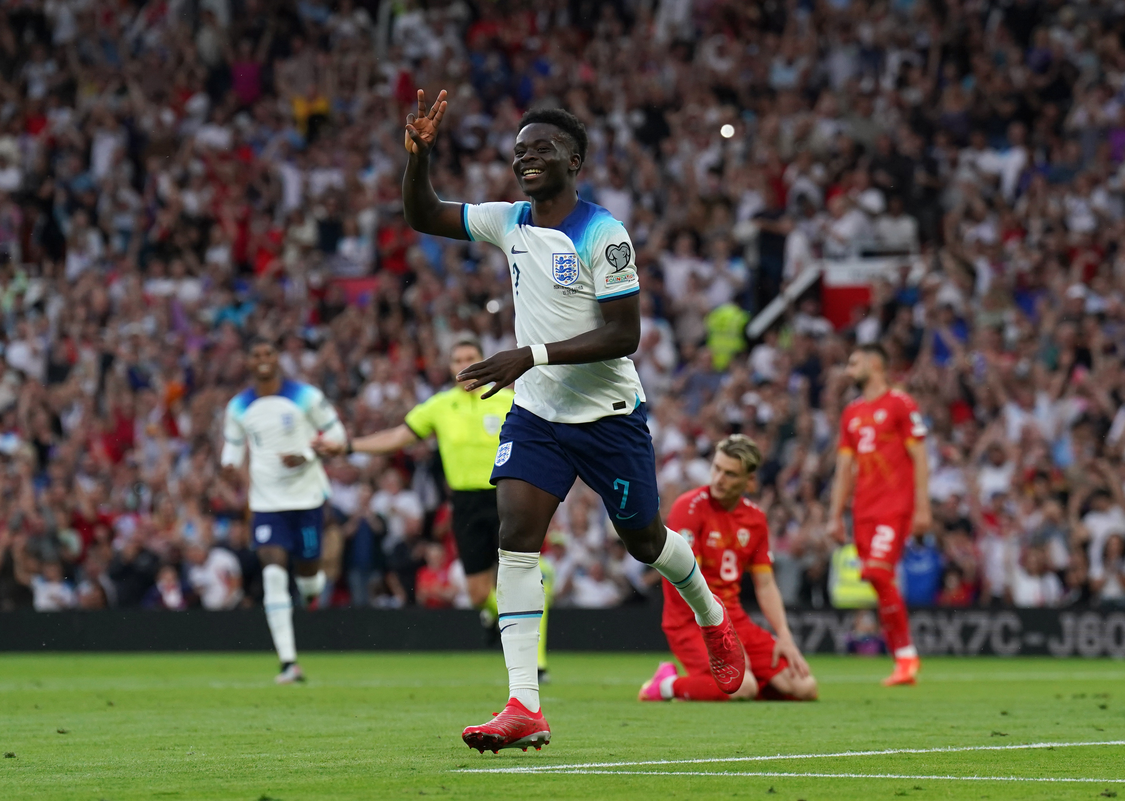 Bukayo Saka scored a hat-trick against North Macedonia in June