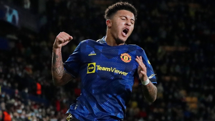 Jadon Sancho celebrates after scoring against Villarreal