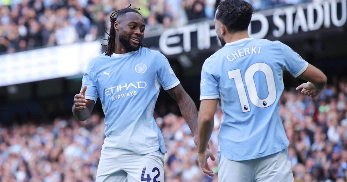Antoine Semenyo celebrating for Manchester City