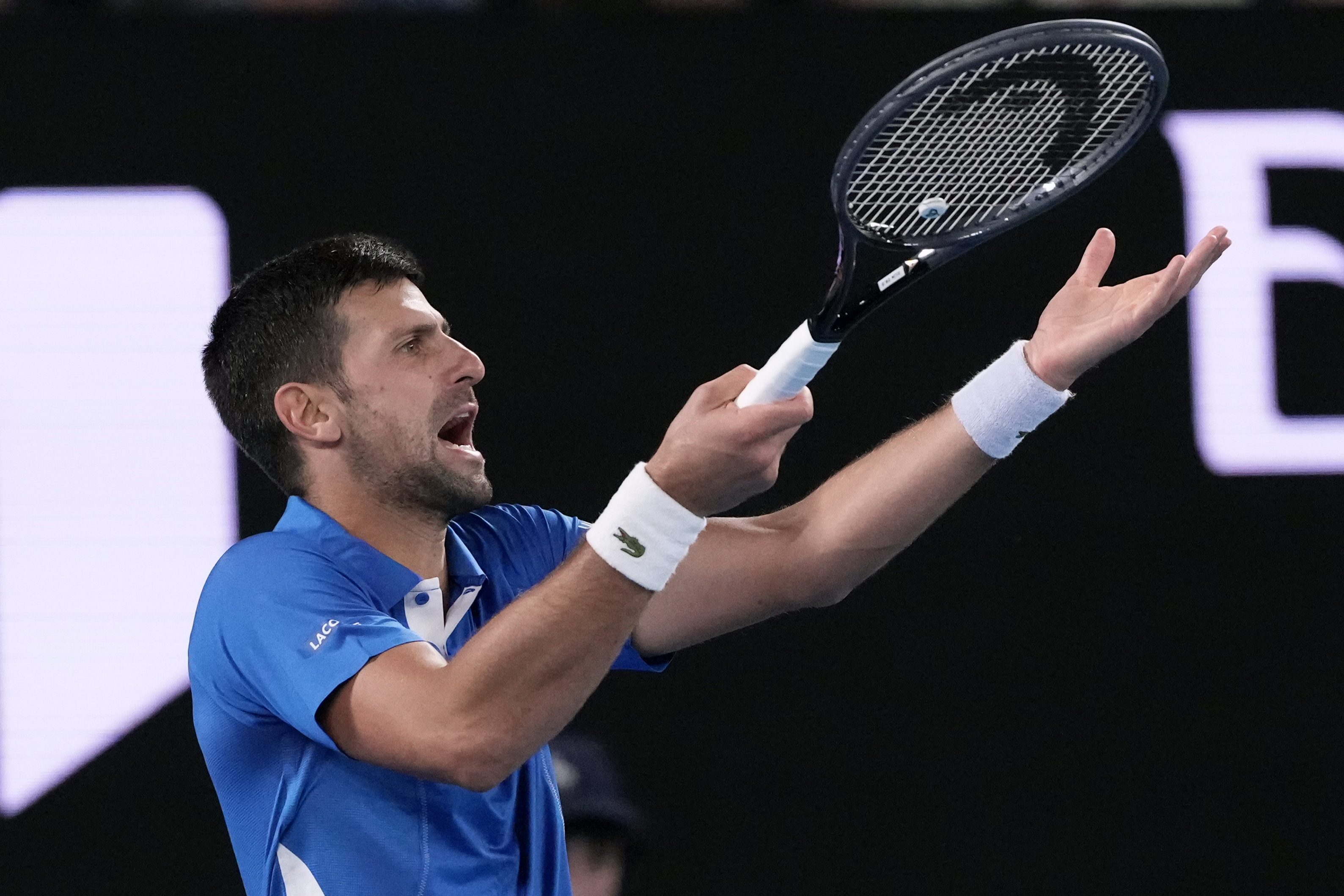 Novak Djokovic gestures