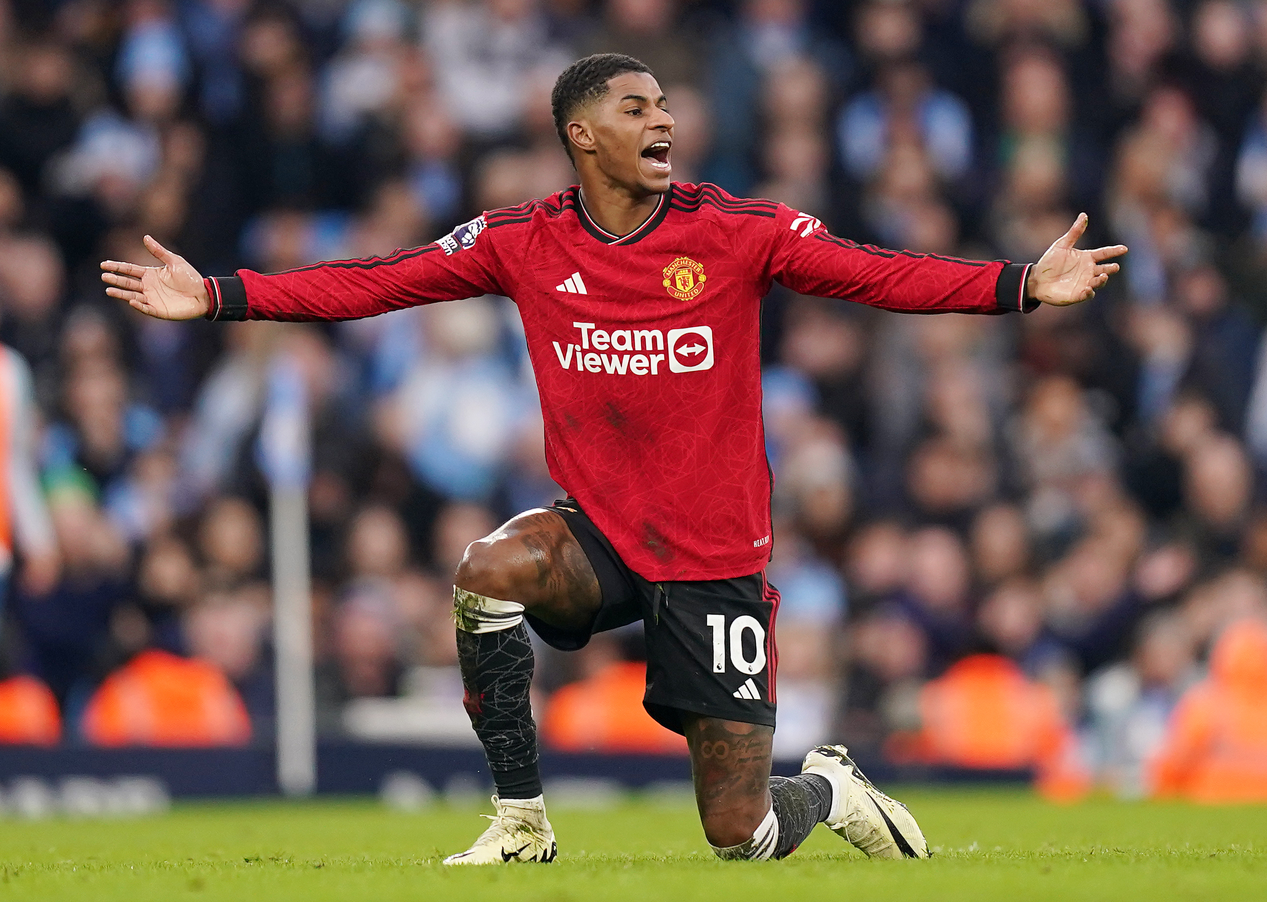 Marcus Rashford felt he was fouled in the build-up to Manchester City's equaliser
