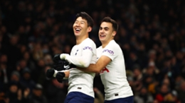 Son Heung-min celebrates scoring against Brentford