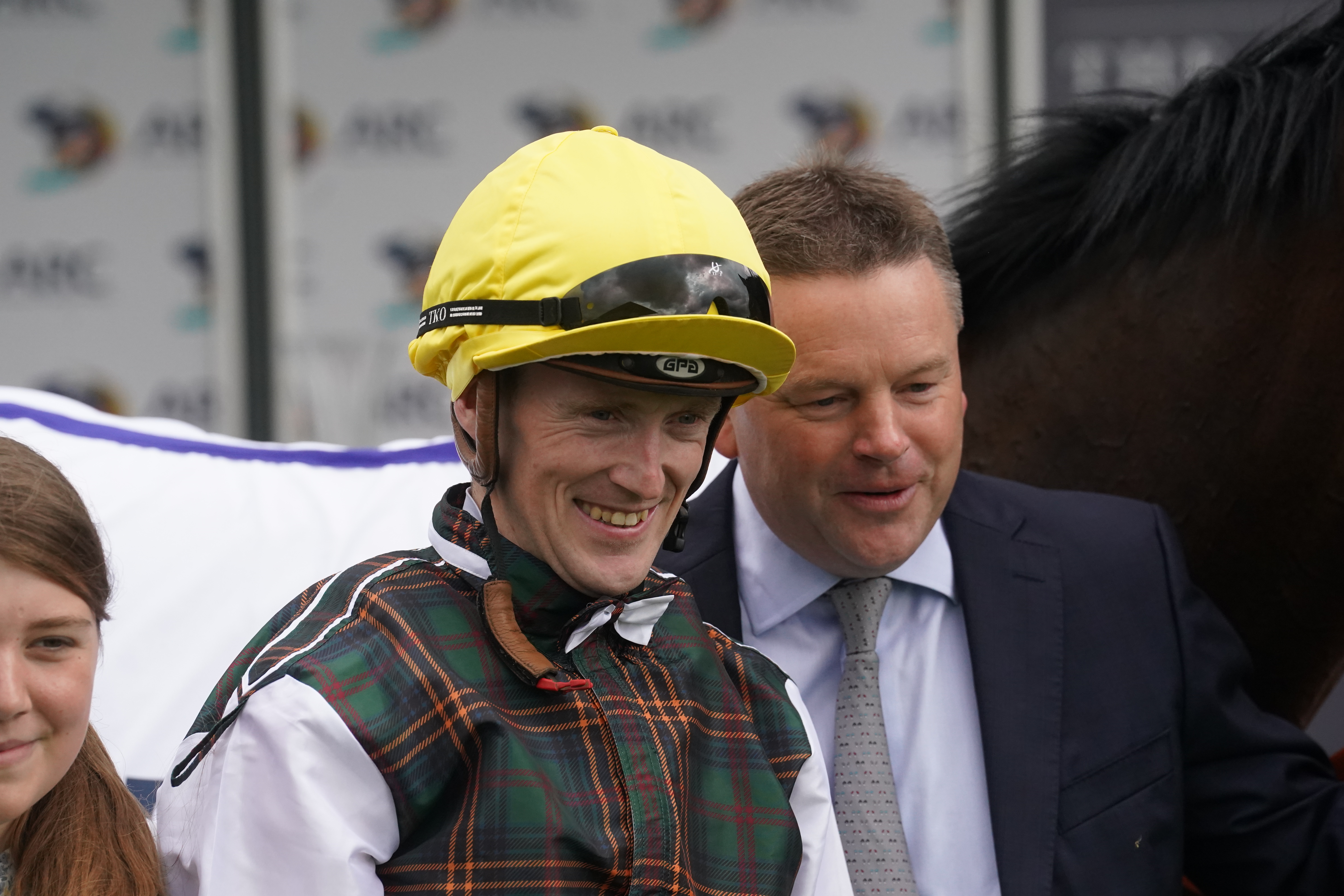 Billy Lee and trainer Paddy Twomey after A Lilac Rolla's success