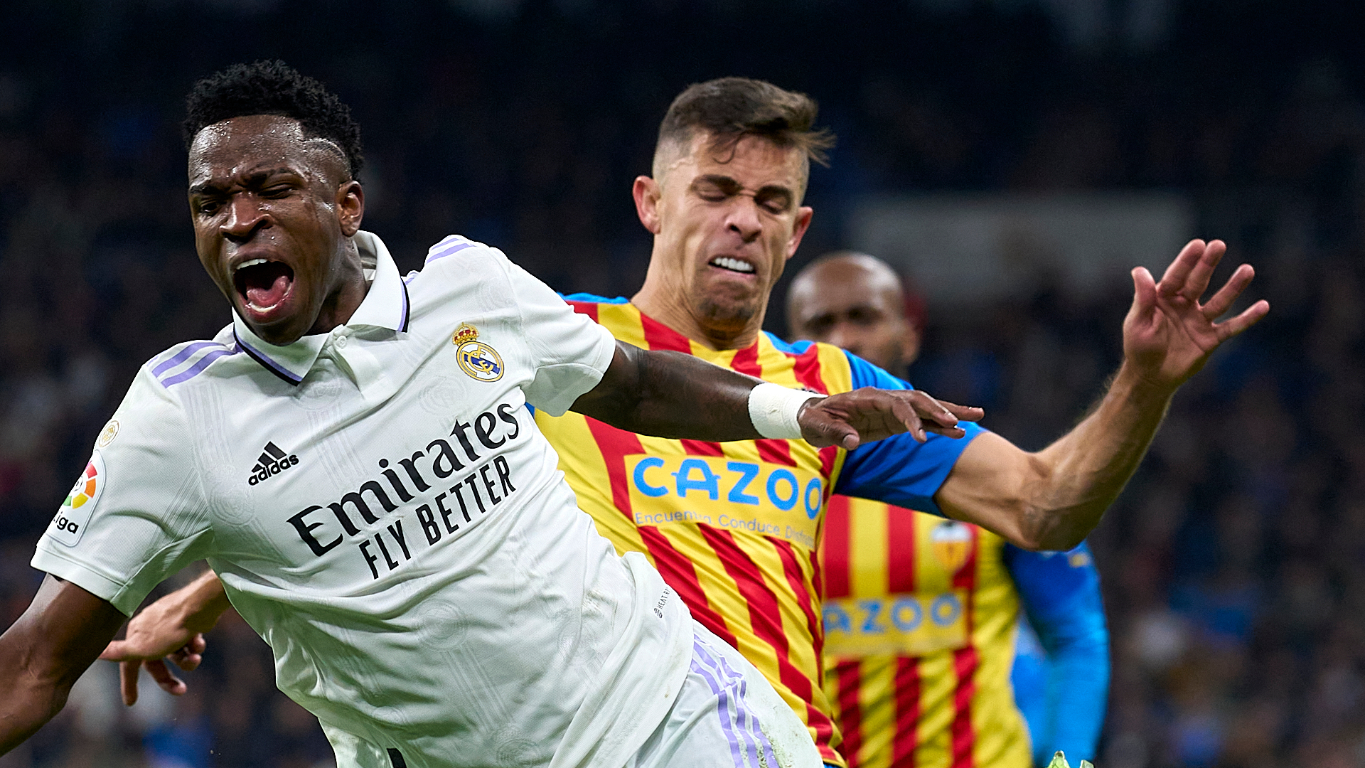 Gabriel Paulista was sent off for a challenge on Vinicius Jr