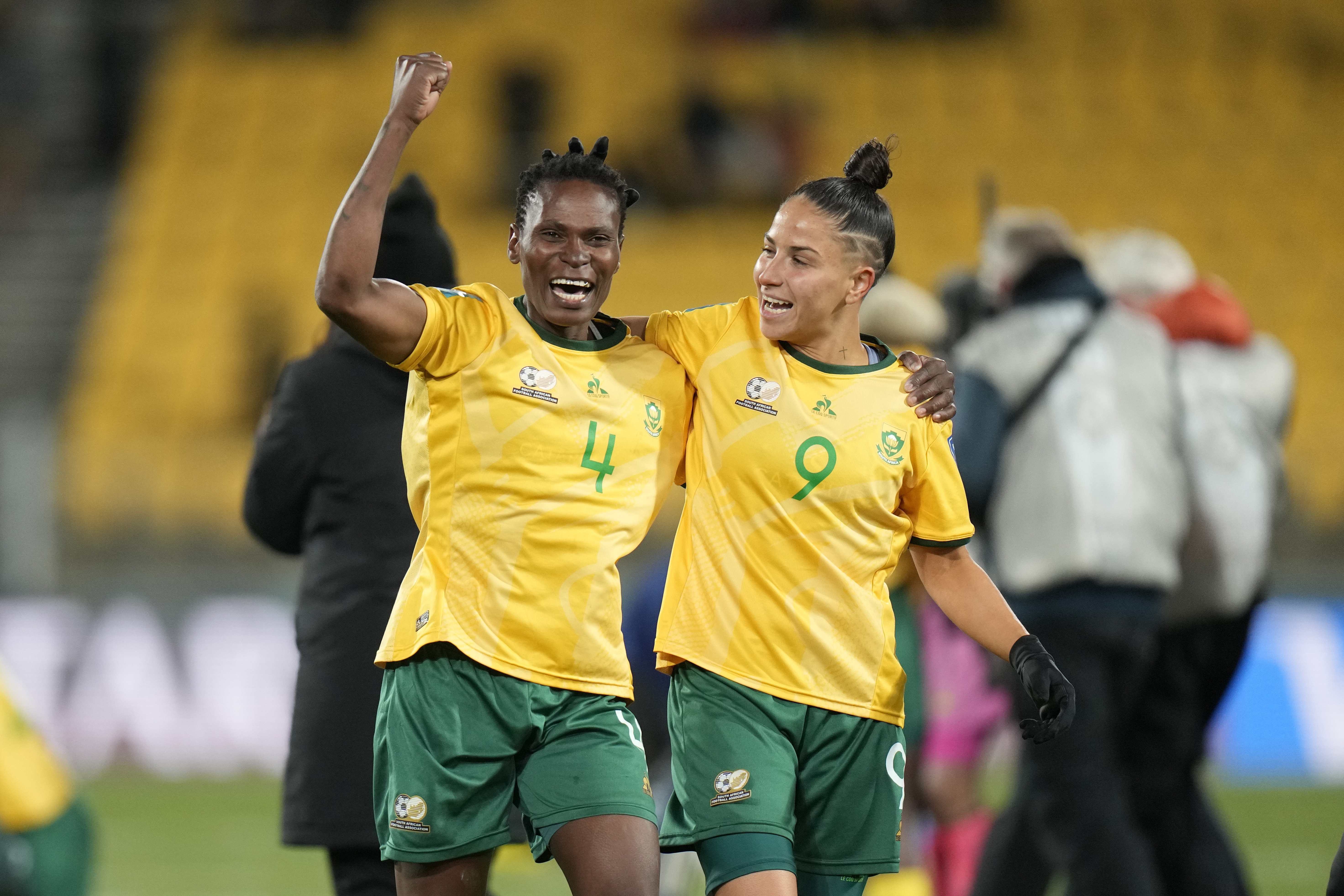 South Africa's Noko Matlou (left) and Gabriela Salgado celebrate