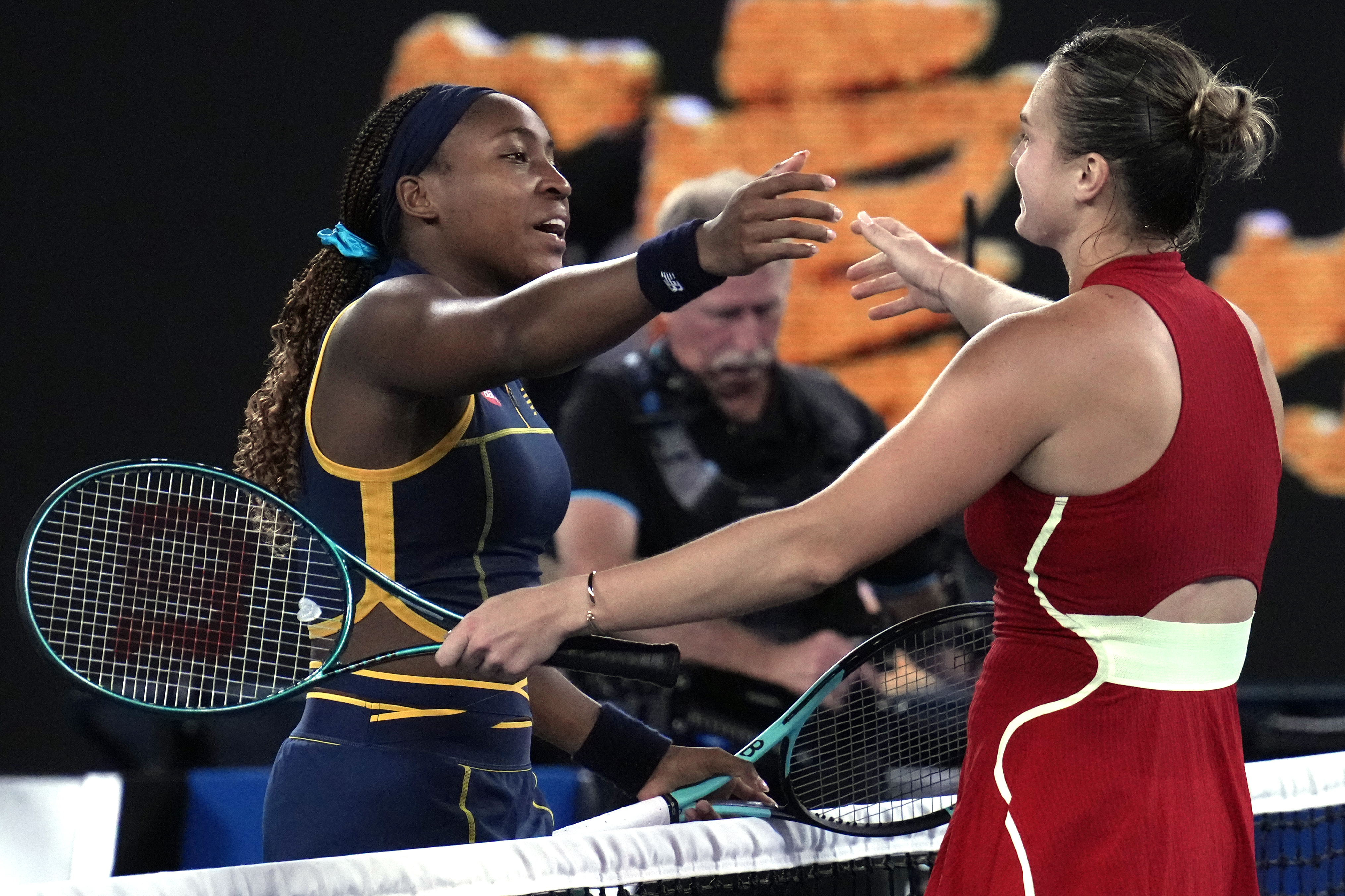 Aryna Sabalenka, right, claimed revenge against Coco Gauff