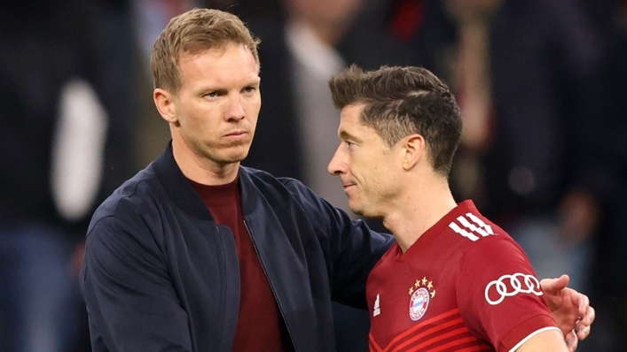 Bayern Munich coach Julian Nagelsmann and striker Robert Lewandowski