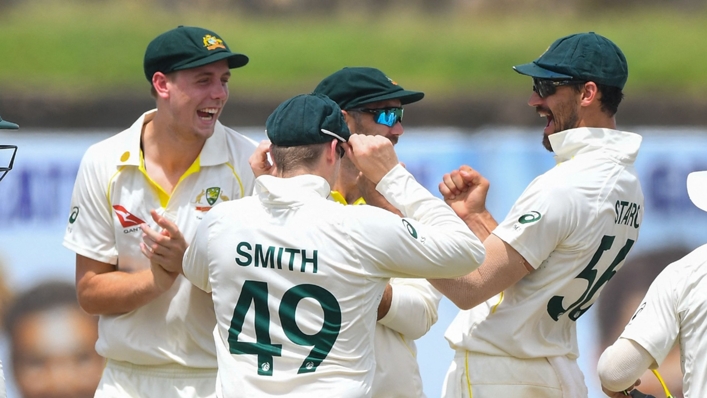 Australia celebrate dismissing Oshada Fernando